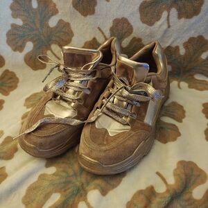 Men's Metallic Brown Suede Lace-Up Sneakers